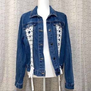 🎉HP🎉 White Laced Denim Jacket